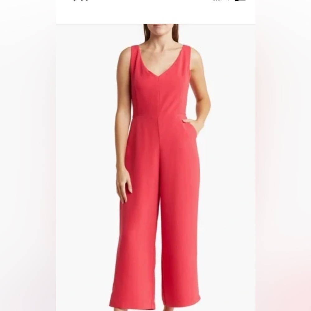 Melloday Pink Open Back Tie Palazzo Wide Leg Romper Sz Xs NWOT